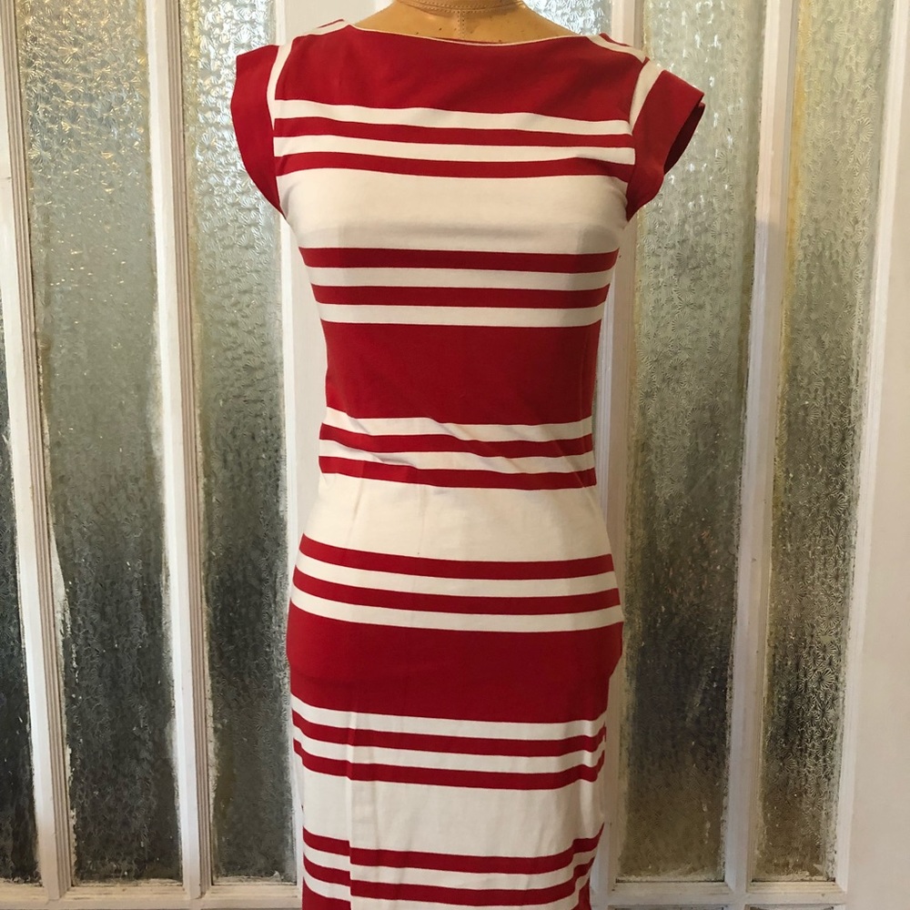Red/white cotton French Connection dress